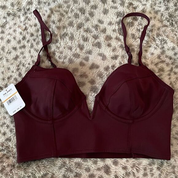 NWTs Free People Brianna Longline UW Bra in Black Sugar Size Small - Picture 1 of 8